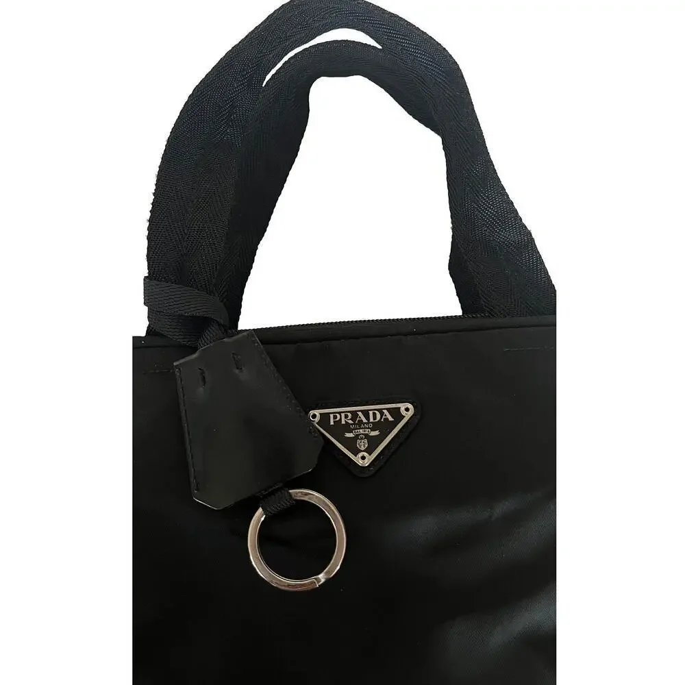 Prada Sport Black Tessuto Nylon Satchel Bag Italy w/ Padlock & Key
